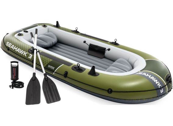 Intex Seahawk 3 Set | Aufblasbares Dreipersonenboot mit Paddeln und Pumpe