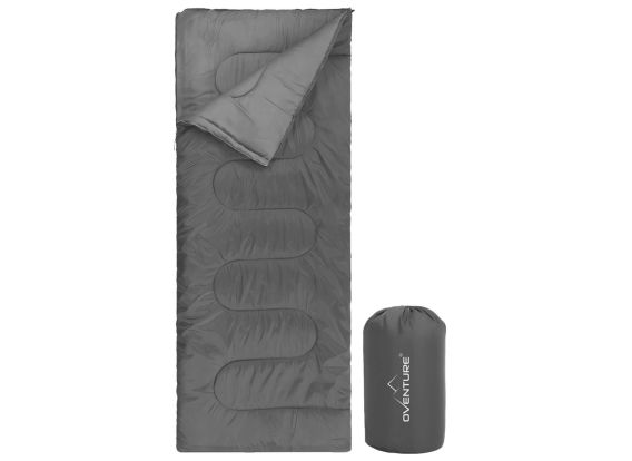 Oventure Schlafsack SleepPlus - grau | 3-Jahreszeiten-Schlafsack | Komfortabel bis 8 °C | Für Camping, Übernachtung und Feste