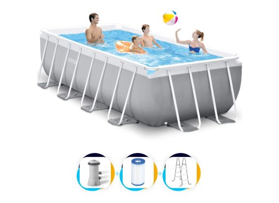 Intex Pool 400 x 200 x 122 | Rechteck Prisma Rahmen mit Filterpumpe