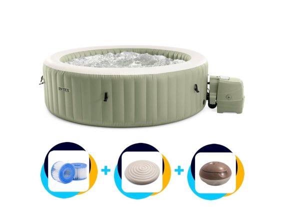 Intex PureSpa Bubble Massage Aufblasbares Spa | 4-Personen | Olivgrün