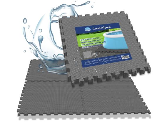 Comfortpool Swimmingpool Bodenfliesen Grau - 15 Stück | Isolierung und Schutz | Poolunterlage | 50 x 50 cm