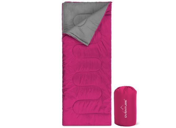Oventure Schlafsack SleepPlus - pink | 3-Jahreszeiten-Schlafsack | Komfortabel bis 8 °C | Für Camping, Übernachtung und Festivals