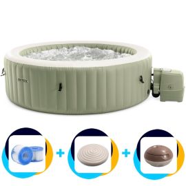 Intex PureSpa Bubble Massage Aufblasbares Spa | 4-Personen | Olivgrün