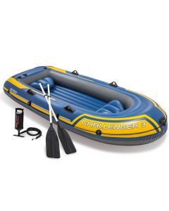 Intex Challenger 3 Set | Aufblasbares Boot für drei Personen inklusive Paddel und Pumpe