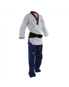 Adidas Poomsae Taekwondo Anzug Jungen Weiß/Hellblau 120cm